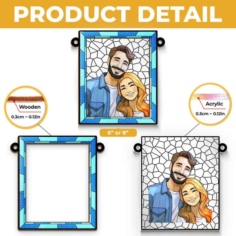 Custom Photo Better Together - Couple Personalized Window Hanging Suncatcher Ornament - Gift For Husband Wife, Anniversary