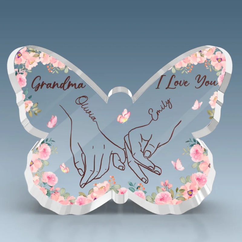 Custom Grandma I Love You Butterfly Gifts - Personalized Shaped Acrylic Plaque