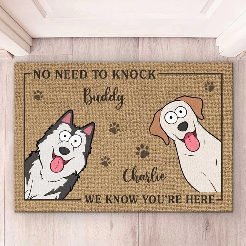 Paws At Home, Eyes On Duty - Dog Personalized Custom Home Decor Decorative Mat - House Warming Gift For Pet Owners, Pet Lovers