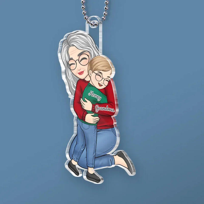 Custom Name Grandma and Grandson Gifts - Personalized Car Ornament