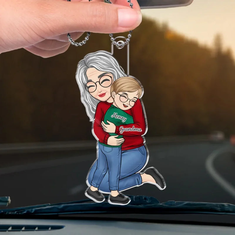Custom Name Grandma and Grandson Gifts - Personalized Car Ornament