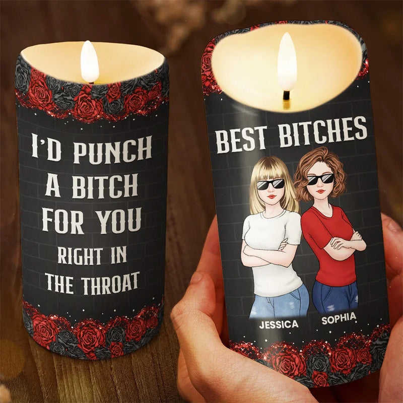 Custom Name Best Bitches Friendship Gifts for Women - Personalized LED Candle