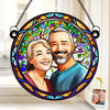 Custom Photo A True Love Story Never Ends - Couple Personalized Window Hanging Suncatcher Ornament - Gift For Husband Wife, Anniversary