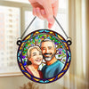 Custom Photo A True Love Story Never Ends - Couple Personalized Window Hanging Suncatcher Ornament - Gift For Husband Wife, Anniversary