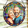 Custom Photo A True Love Story Never Ends - Couple Personalized Window Hanging Suncatcher Ornament - Gift For Husband Wife, Anniversary