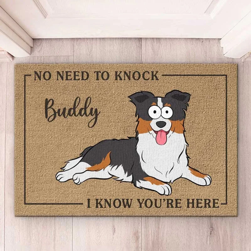 No Need To Knock - Dog Personalized Custom Home Decor Decorative Mat - House Warming Gift For Pet Owners, Pet Lovers