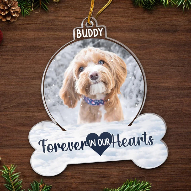 Custom Photo No Longer By Our Side But Forever In Our Hearts - Memorial Personalized Custom Ornament - Acrylic Custom Shaped - Sympathy Gift, Christmas Gift For Pet Owners, Pet Lovers