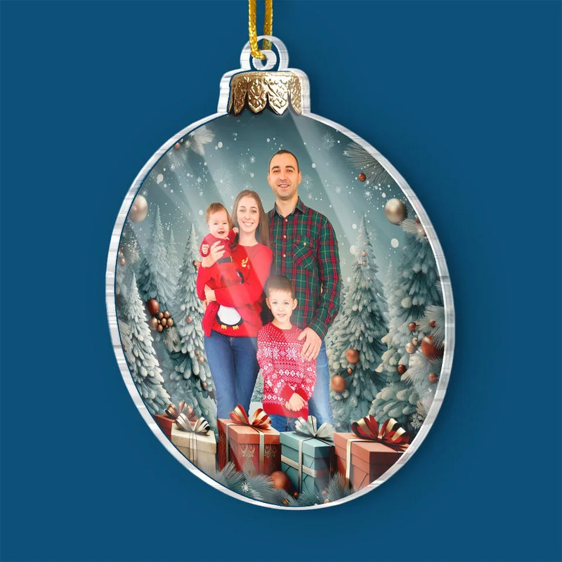 Custom Photo Family Is The True Meaning Of Christmas - Family Personalized Custom Ornament - Acrylic Custom Shaped - Christmas Gift For Family Members