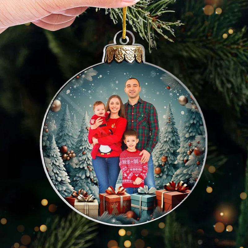 Custom Photo Family Is The True Meaning Of Christmas - Family Personalized Custom Ornament - Acrylic Custom Shaped - Christmas Gift For Family Members