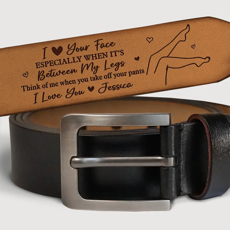 Custom Name Funny Love Message Gifts for Him - Personalized Engraved Leather Belt