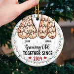 Custom Name & Year Couple Christmas Gifts - Personalized Ceramic Ornament