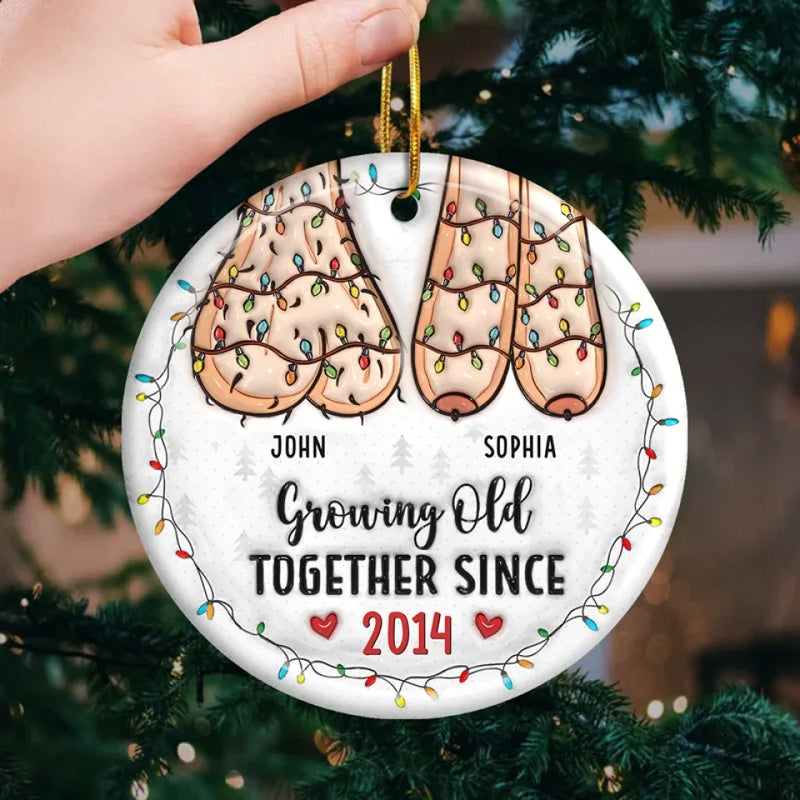 Annoying Each Other And Still Going Strong - Couple Personalized Custom 3D Inflated Effect Printed Ornament - Acrylic, Ceramic Round Shaped - Christmas Gift For Husband Wife, Anniversary
