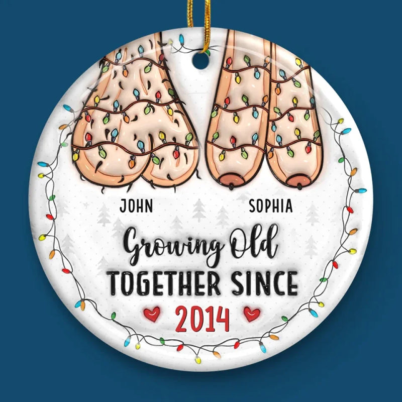 Annoying Each Other And Still Going Strong - Couple Personalized Custom 3D Inflated Effect Printed Ornament - Acrylic, Ceramic Round Shaped - Christmas Gift For Husband Wife, Anniversary