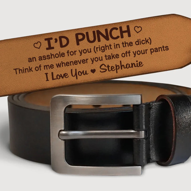 Custom Funny Naughty Love Gifts for Him - Personalized Engraved Leather Belt