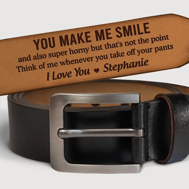 Custom Funny Romantic Gifts for Couples - Personalized Engraved Leather Belt