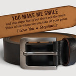Custom Funny Romantic Gifts for Couples - Personalized Engraved Leather Belt