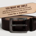 Custom Funny Romantic Gifts for Couples - Personalized Engraved Leather Belt