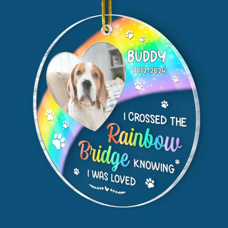 Custom Pet Photo Rainbow Bridge Memorial Gifts - Personalized Ornament
