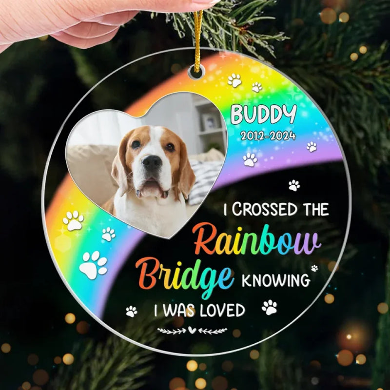 Custom Pet Photo Rainbow Bridge Memorial Gifts - Personalized Ornament