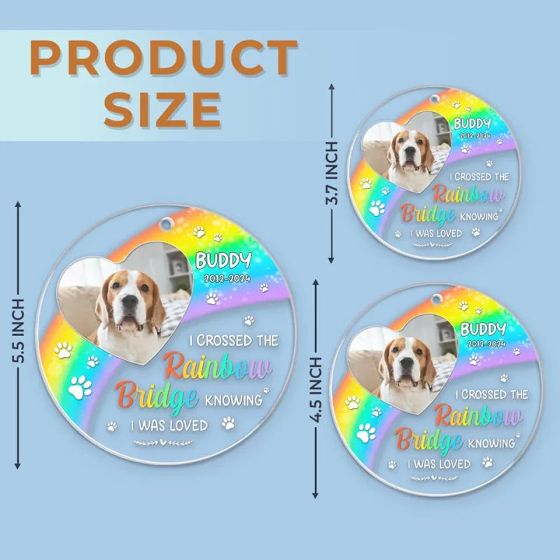 Custom Pet Photo Rainbow Bridge Memorial Gifts - Personalized Ornament