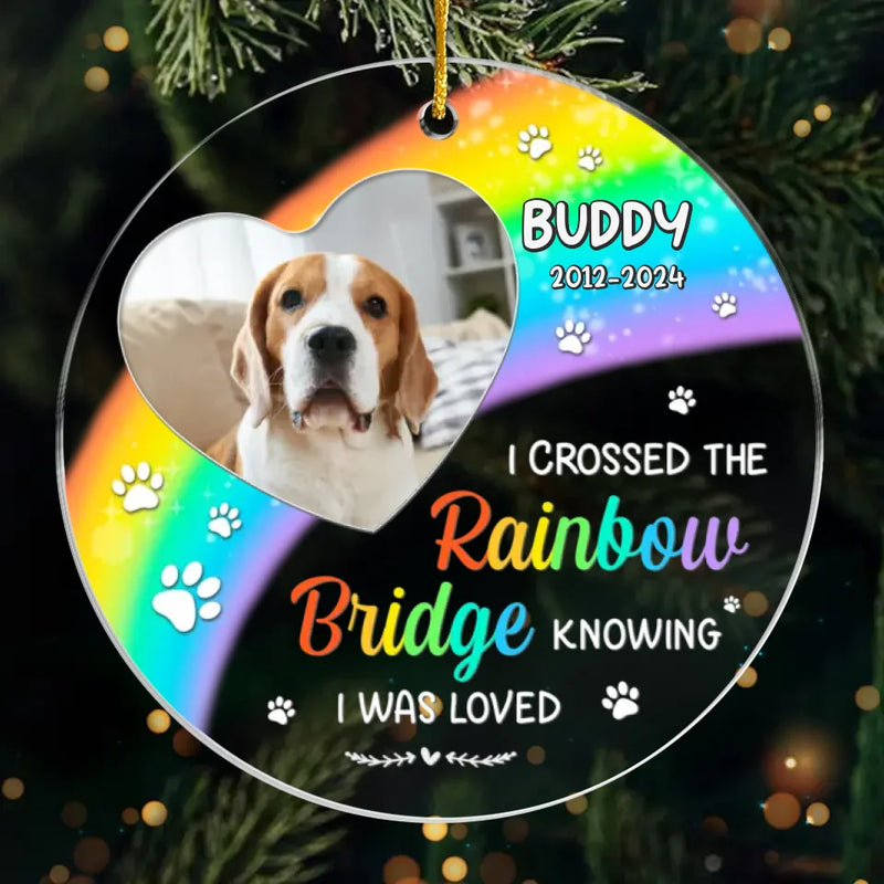 Custom Pet Photo Rainbow Bridge Memorial Gifts - Personalized Ornament