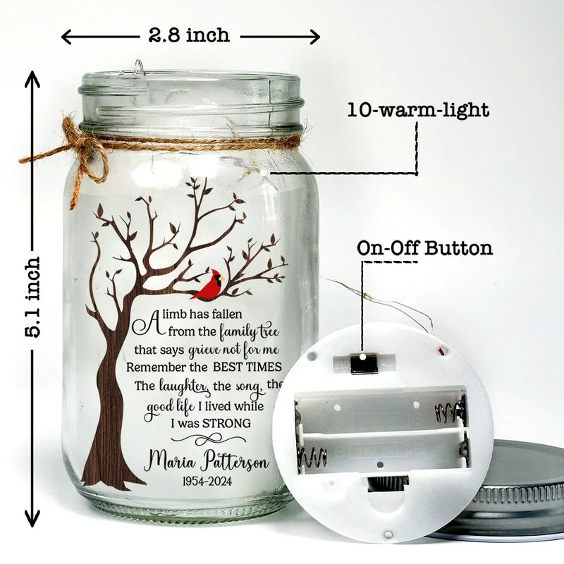 Custom Name Memorial Family Tree Gifts - Personalized Mason Jar Light