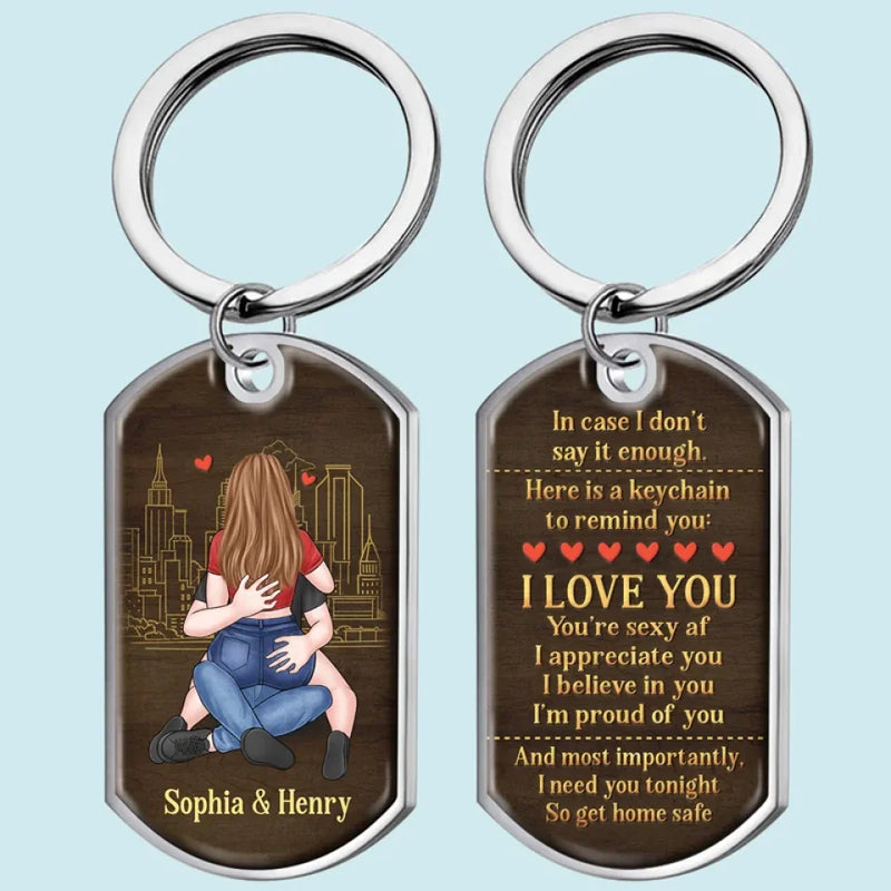 A Hug From You Feels Like Home - Couple Personalized Custom Keychain - Christmas Gift For Husband Wife, Anniversary