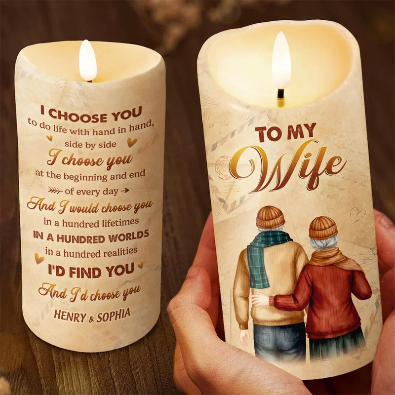 I'd Find You And I'd Choose You - Couple Personalized Custom LED Candle - Gift For Husband Wife, Anniversary