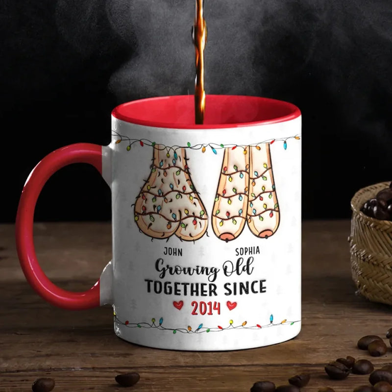 Custom Name Growing Old Together Gifts for Couples - Personalized Accent Mugs