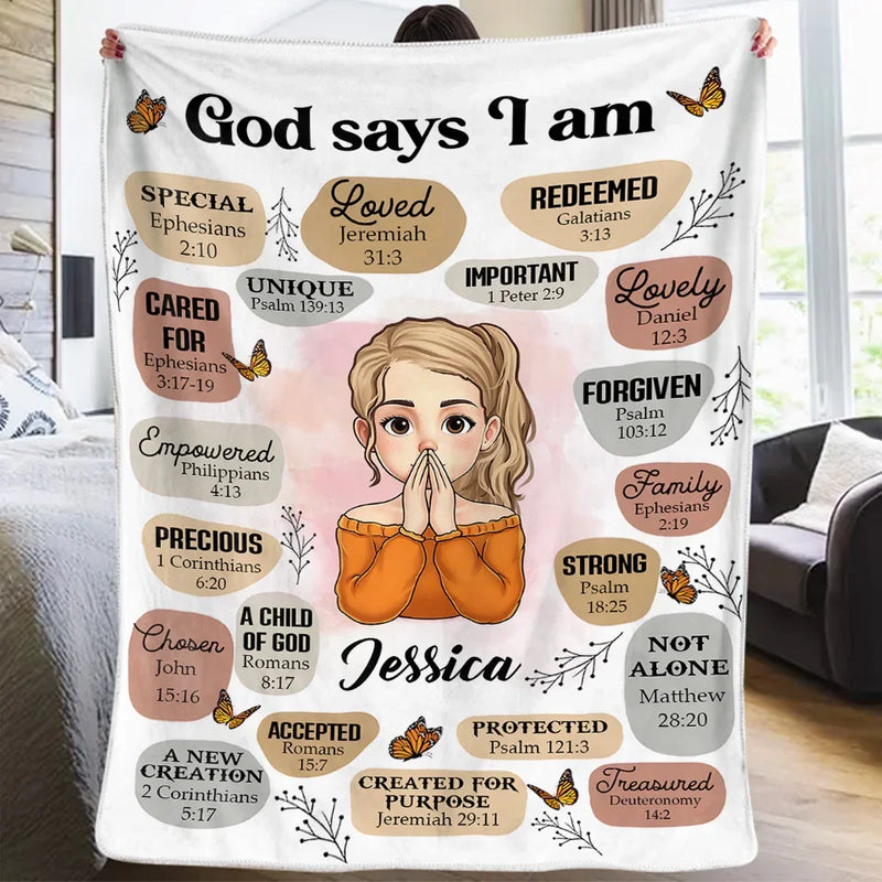 Custom Name Christian Bible Verse Gifts for Girls - Personalized Blanket