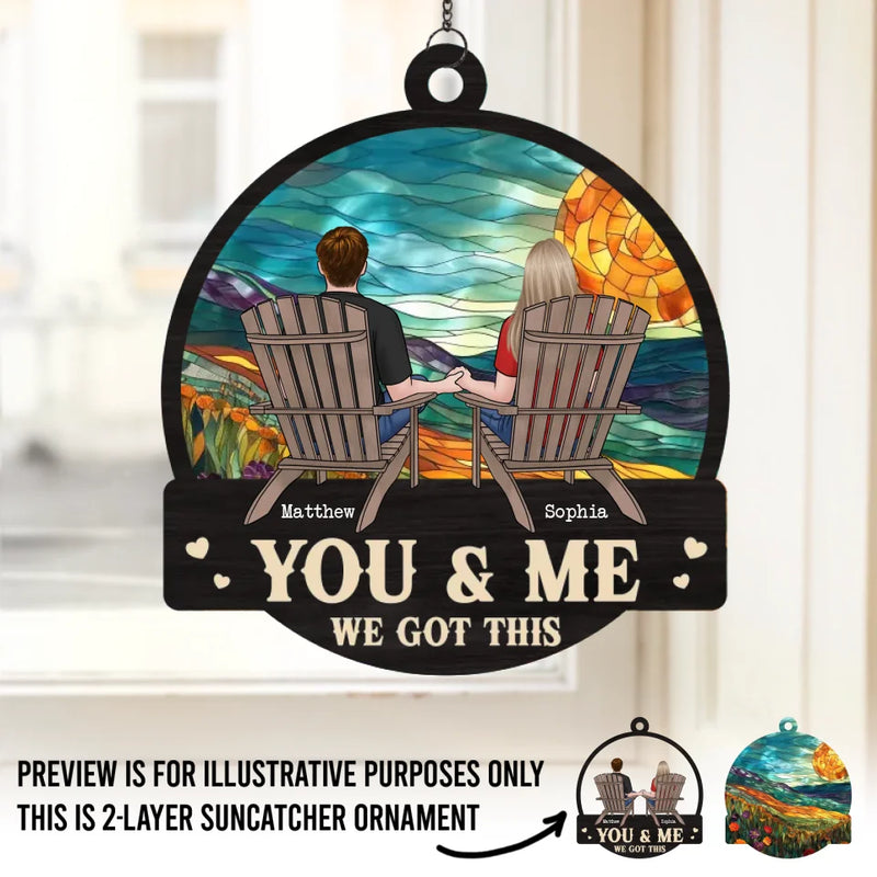 Custom Name Couple Sunset Gifts - Personalized Suncatcher Ornament