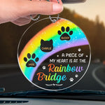 Custom Name Pet Memorial Rainbow Bridge Decor - Personalized Car Ornament