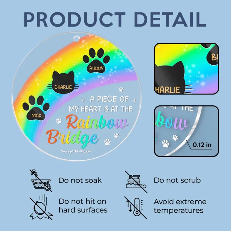 Custom Name Pet Memorial Rainbow Bridge Decor - Personalized Car Ornament