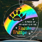 Custom Name Pet Memorial Rainbow Bridge Decor - Personalized Car Ornament