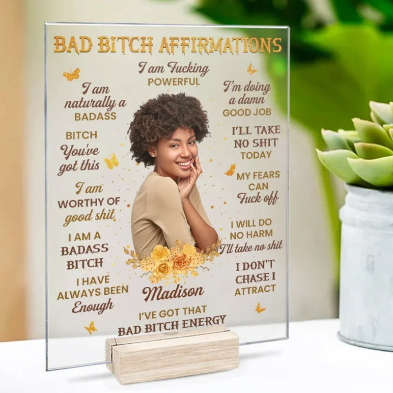 Custom Photo I Don't Chase I Attract Self-Love - Affirmation Personalized Custom Rectangle Shaped Acrylic Plaque - Gift For Yourself