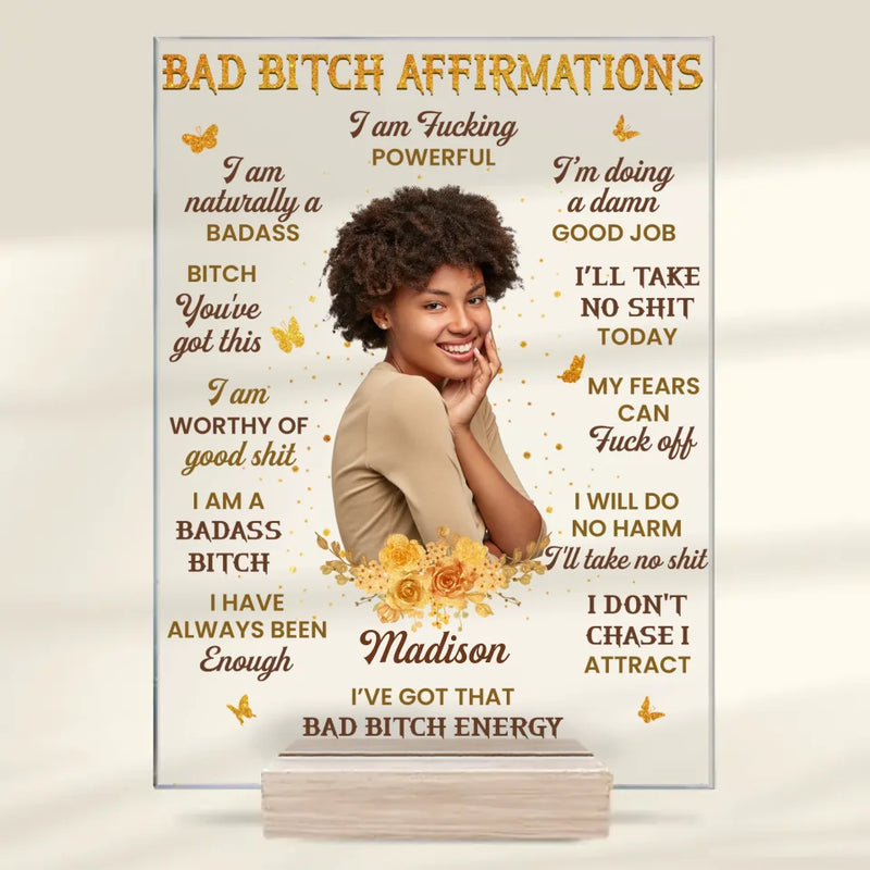 Custom Photo I Don't Chase I Attract Self-Love - Affirmation Personalized Custom Rectangle Shaped Acrylic Plaque - Gift For Yourself