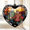God Blessed The Broken Road - Couple Personalized Window Hanging Suncatcher Ornament - Gift For Husband Wife, Anniversary