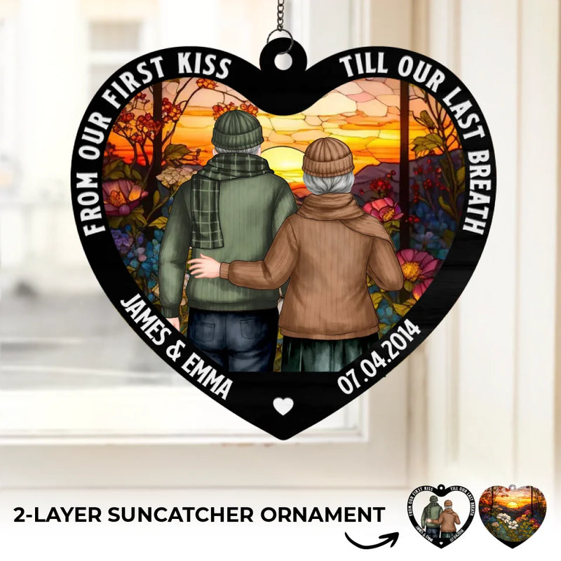 Custom Name & Date Couple Keepsake - Personalized Suncatcher Ornament