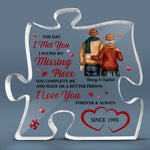 Custom Couple Anniversary Puzzle Piece Gifts - Personalized Shaped Acrylic Plaque