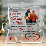 Custom Couple Anniversary Puzzle Piece Gifts - Personalized Shaped Acrylic Plaque