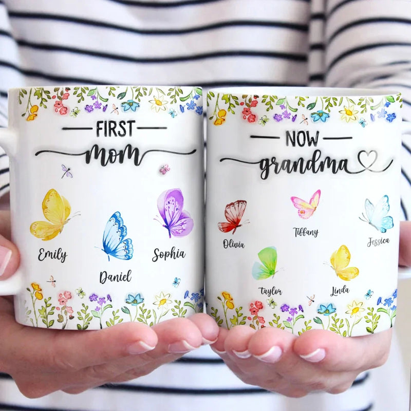 Custom Name First Mom Now Grandma Gifts - Personalized Mugs
