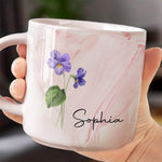 Custom Name Violet Flower Gifts - Personalized Marble Mug