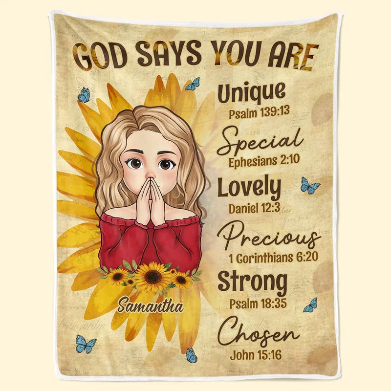 God Says You Are Precious Self-Love Affirmations - Friend Personalized Custom Blanket - Gift For Best Friends, Family Members, Coworkers, Yourself