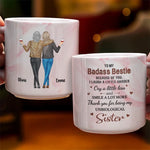 Custom Name Badass Bestie Sister Gifts - Personalized Marble Mug