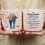 Custom Name Badass Bestie Sister Gifts - Personalized Marble Mug