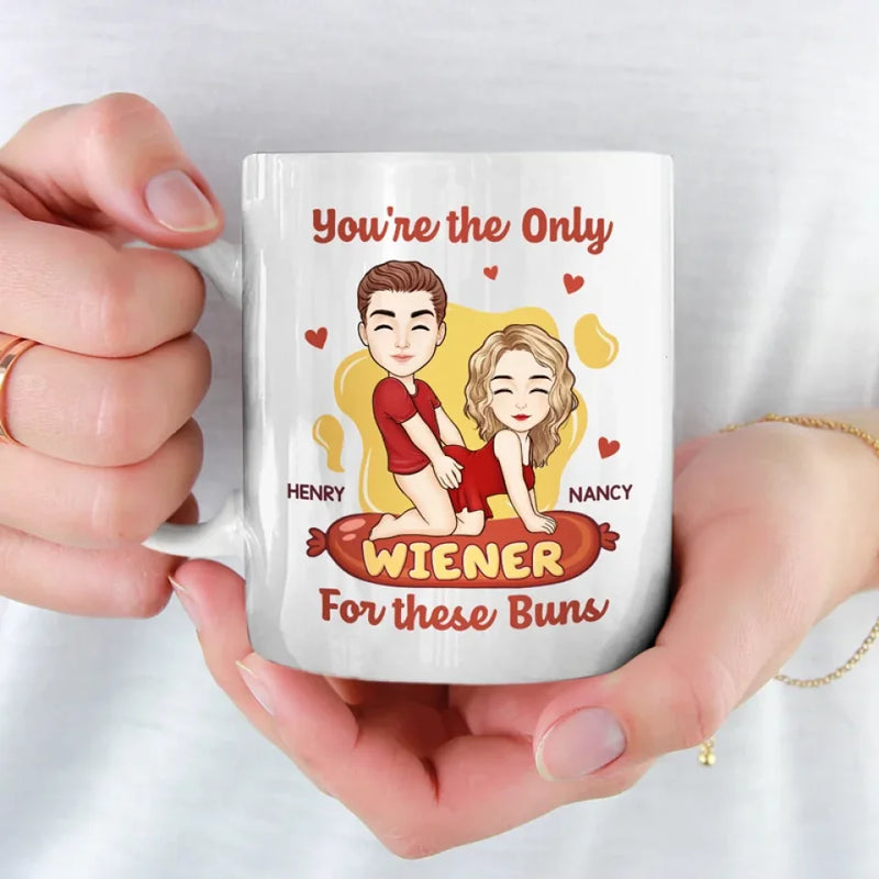 Custom Name Funny Wiener Couple Gifts - Personalized Mugs