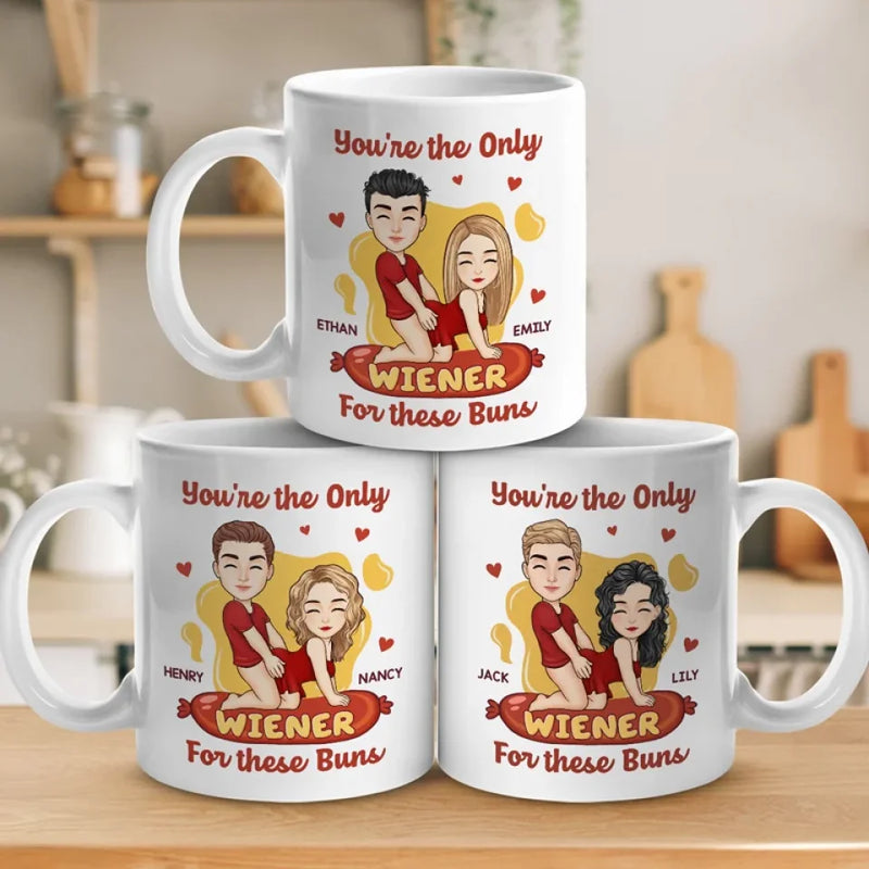 Custom Name Funny Wiener Couple Gifts - Personalized Mugs