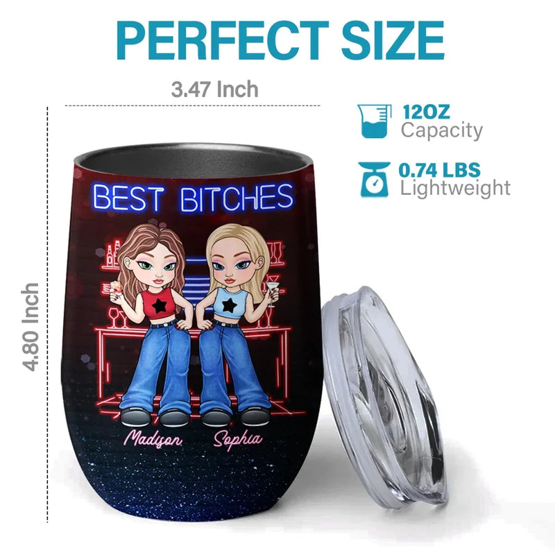 Partners In Adventure - Bestie Personalized Custom Wine Tumbler - Gift For Best Friends, BFF, Sisters