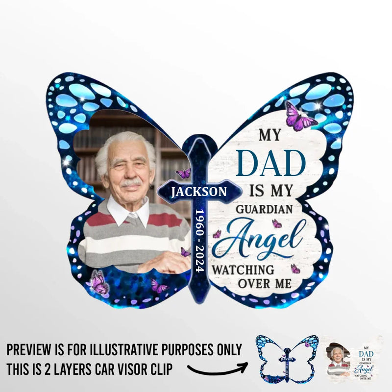 Custom Photo Memorial Dad Gifts - Personalized Car Visor Clip