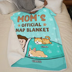 Custom Name Mom's Official Nap Gifts for Pet Lovers - Personalized Blanket